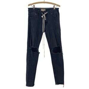 Hyper Denim Skinny Jeans Mens‎ 32 Black Ankle Zip Drawstring Streetwear Trap Rap